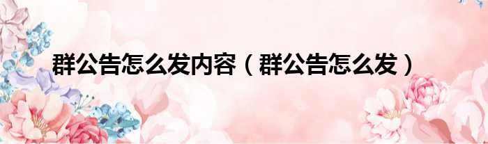 群公告怎么发内容 群公告怎么发