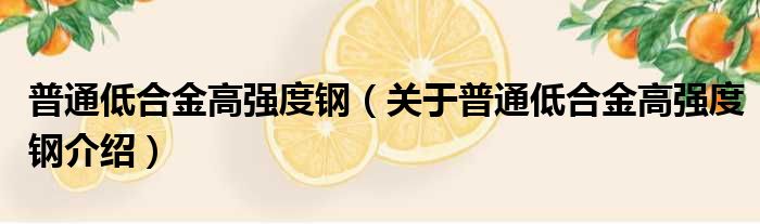 普通低合金高强度钢 关于普通低合金高强度钢介绍