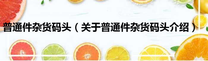 普通件杂货码头 关于普通件杂货码头介绍