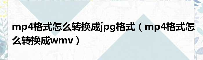 mp4格式怎么转换成jpg格式 mp4格式怎么转换成wmv