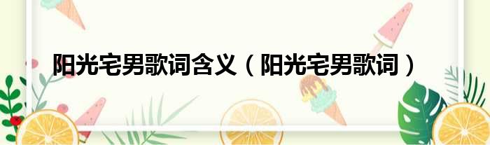 阳光宅男歌词含义 阳光宅男歌词