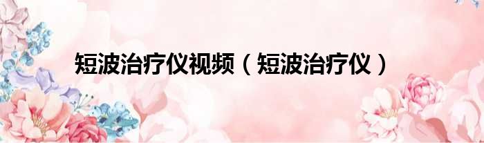 短波治疗仪视频 短波治疗仪