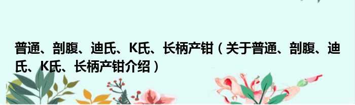 普通、剖腹、迪氏、K氏、长柄产钳 关于普通、剖腹、迪氏、K氏、长柄产钳介绍
