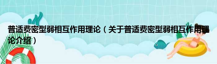 普适费密型弱相互作用理论 关于普适费密型弱相互作用理论介绍