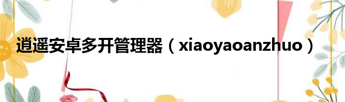 逍遥安卓多开管理器 xiaoyaoanzhuo