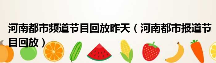 河南都市频道节目回放昨天 河南都市报道节目回放