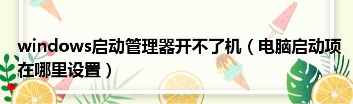 windows启动管理器开不了机 电脑启动项在哪里设置