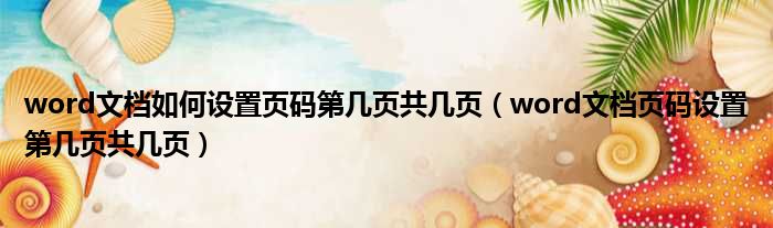 word文档如何设置页码第几页共几页 word文档页码设置第几页共几页