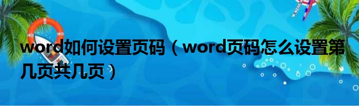 word如何设置页码 word页码怎么设置第几页共几页
