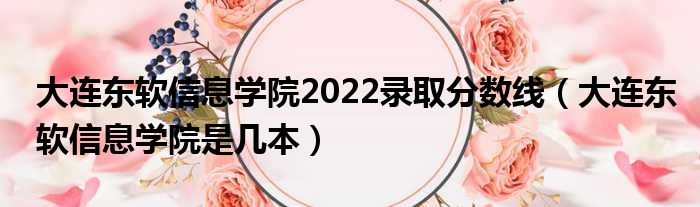 大连东软信息学院2022录取分数线 大连东软信息学院是几本