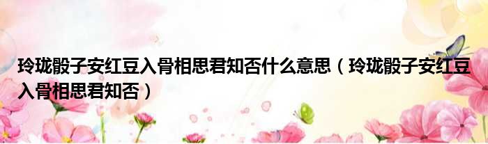 玲珑骰子安红豆入骨相思君知否什么意思 玲珑骰子安红豆入骨相思君知否