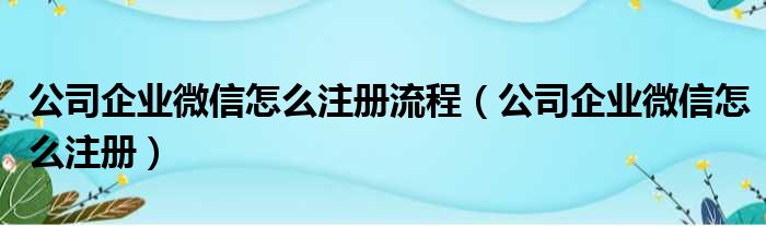 公司企业微信怎么注册流程 公司企业微信怎么注册