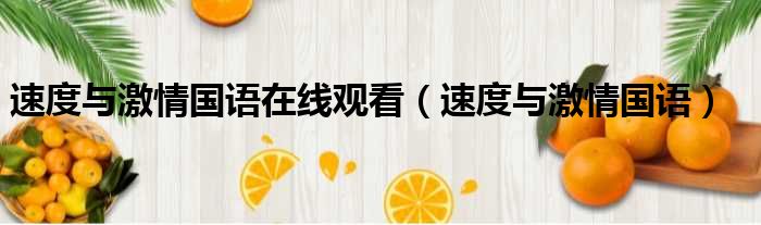 速度与激情国语在线观看 速度与激情国语