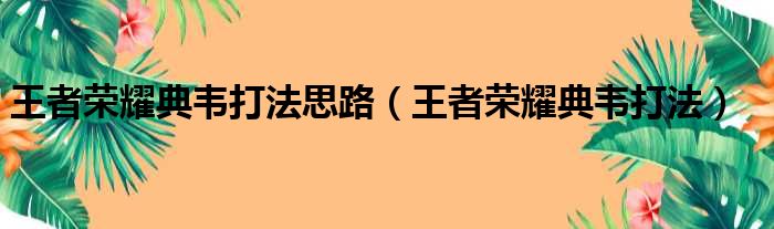 王者荣耀典韦打法思路 王者荣耀典韦打法