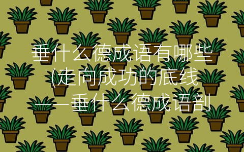 垂什么德成语有哪些 (走向成功的底线——垂什么德成语剖析)