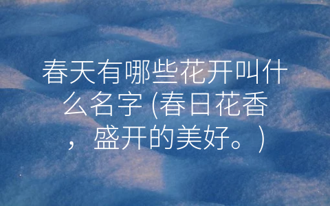 春天有哪些花开叫什么名字 (春日花香，盛开的美好。)