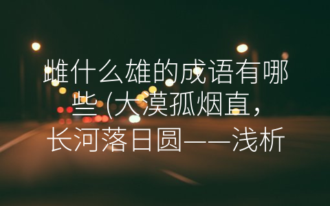 雌什么雄的成语有哪些 (大漠孤烟直，长河落日圆——浅析-雌什么雄”的成语世界。)