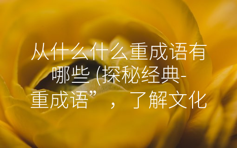 从什么什么重成语有哪些 (探秘经典-重成语”，了解文化内涵)