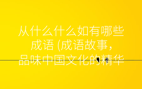 从什么什么如有哪些成语 (成语故事，品味中国文化的精华)