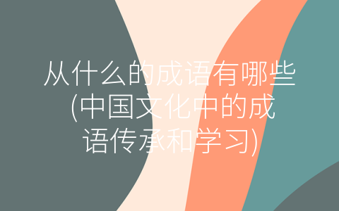 从什么的成语有哪些 (中国文化中的成语传承和学习)