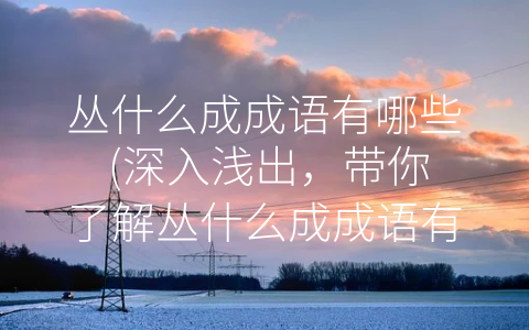 丛什么成成语有哪些 (深入浅出，带你了解丛什么成成语有哪些)
