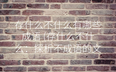 存什么不什么有哪些成语 (存什么不什么：探析不成语的文化魅力)