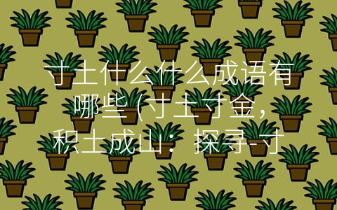 寸土什么什么成语有哪些 (寸土寸金，积土成山：探寻-寸土”的深层内涵)