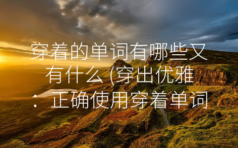 穿着的单词有哪些又有什么 (穿出优雅：正确使用穿着单词)