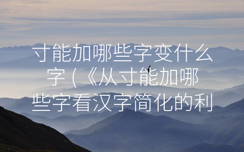 寸能加哪些字变什么字 (《从寸能加哪些字看汉字简化的利与弊》)