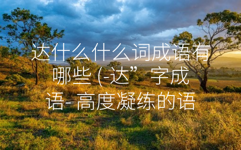 达什么什么词成语有哪些 (-达”字成语- 高度凝练的语言表达艺术)