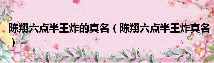 陈翔六点半王炸的真名 陈翔六点半王炸真名