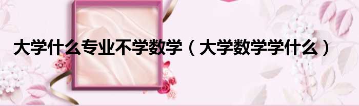 大学什么专业不学数学 大学数学学什么