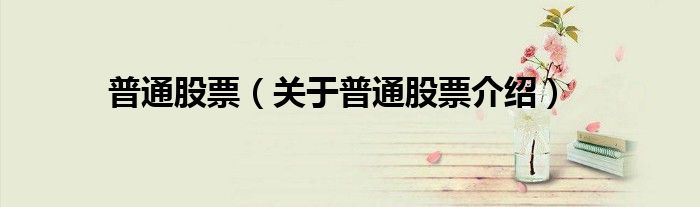 普通股票 关于普通股票介绍