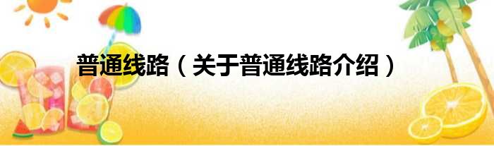 普通线路 关于普通线路介绍