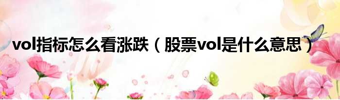 vol指标怎么看涨跌 股票vol是什么意思