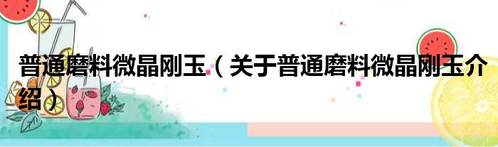 普通磨料微晶刚玉 关于普通磨料微晶刚玉介绍