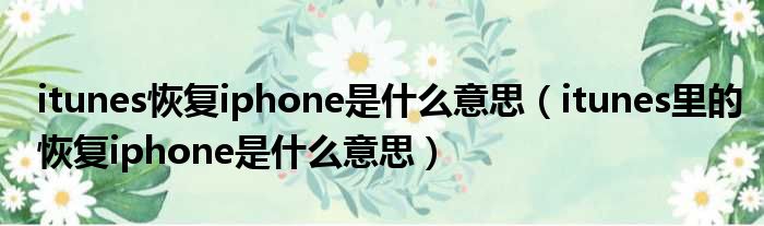 itunes恢复iphone是什么意思 itunes里的恢复iphone是什么意思