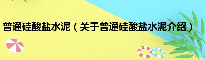 普通硅酸盐水泥 关于普通硅酸盐水泥介绍