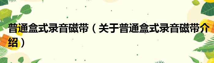 普通盒式录音磁带 关于普通盒式录音磁带介绍