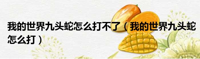 我的世界九头蛇怎么打不了 我的世界九头蛇怎么打