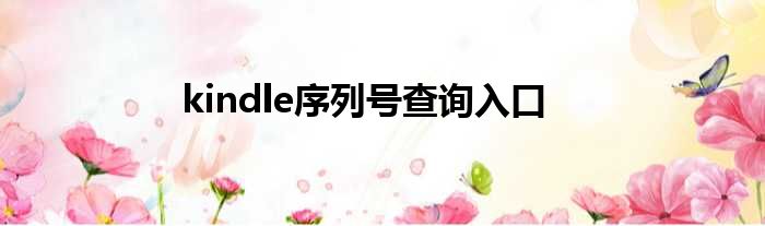 kindle序列号查询入口