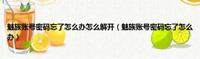 魅族账号密码忘了怎么办怎么解开 魅族账号密码忘了怎么办