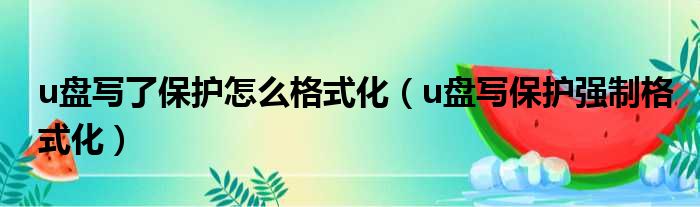u盘写了保护怎么格式化 u盘写保护强制格式化