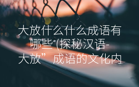 大放什么什么成语有哪些 (探秘汉语-大放”成语的文化内涵)