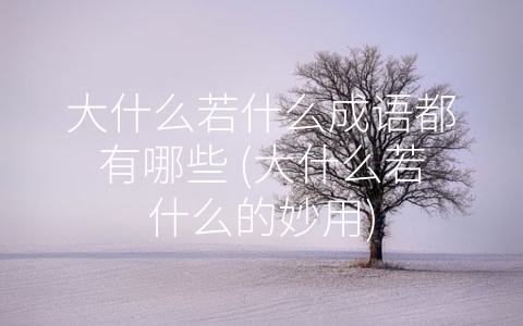 大什么若什么成语都有哪些 (大什么若什么的妙用)