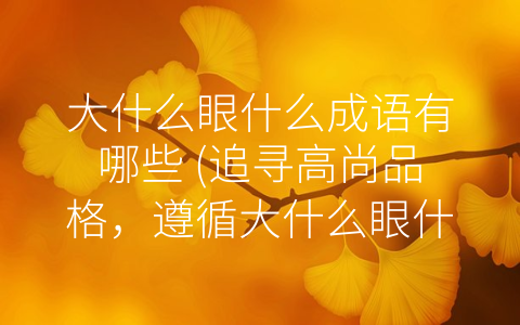 大什么眼什么成语有哪些 (追寻高尚品格，遵循大什么眼什么成语)