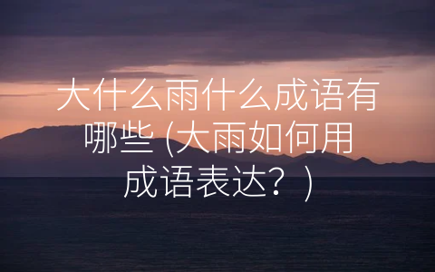 大什么雨什么成语有哪些 (大雨如何用成语表达？)