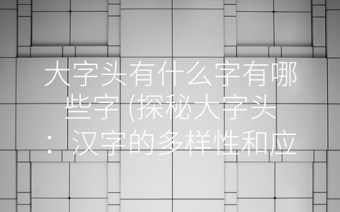 大字头有什么字有哪些字 (探秘大字头：汉字的多样性和应用价值)