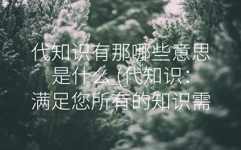 代知识有那哪些意思是什么 (代知识：满足您所有的知识需求)