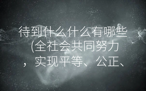 待到什么什么有哪些 (全社会共同努力，实现平等、公正、和谐之路)